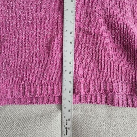 Venus Cold Shoulder Sweater Women's Size 1x Purple Metallic Thread Chunky Y2K - Picture 6 of 16